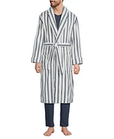 Lands' End Men's Calf Length Pattern Turkish Terry Robe