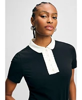 Isaac Mizrahi Women's Ruffle Detail Peter Pan Tee