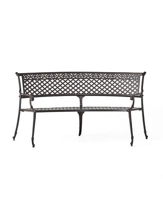 Copper Curved Outdoor Bench - Diamond Cross Design