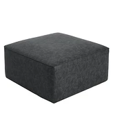 Square Pu Leather Ottoman,Black