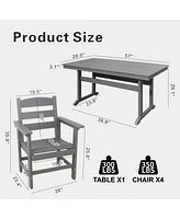 5-Piece Hdpe Patio Dining Set (Black), Table & 4 Chairs, 51" Table