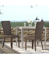 Woven Wicker Outdoor Dining Chairs - Set of 2