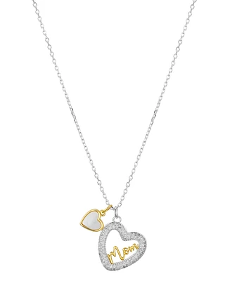 Unwritten Cubic Zirconia and Mother of Pearl Mom Open Heart Necklace