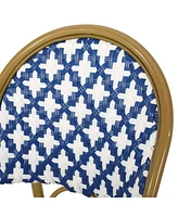 French Cafe Style Aluminum & Rattan Outdoor Chair Set