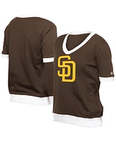 New Era Women's Brown San Diego Padres Game Day Rhinestone V-Neck T-Shirt
