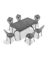 7-Piece Set Of All-Weather Cast Aluminum Dining Furniture Set With Black Frame
