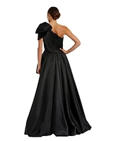 Mac Duggal Women's Satin One Shoulder Bow Gown