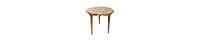 Mango Wood Side Table – Handcrafted Floral Carved Top & Sturdy Tripod Base