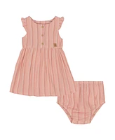 Calvin Klein Baby Girls 2-Piece Striped Gauze Dress and Bloomers Set