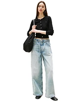 Tommy Jeans Women's Pointelle-Pattern Crewneck Cardigan