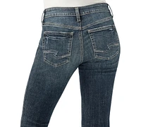 Silver Jeans Co. Women's Suki Mid Rise Curvy-Fit Straight-Leg Cropped
