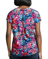 Jones New York Women's Garden Print V-Neck Jersey Top
