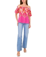 Sam & Jess Women's Floral-Print Off-The-Shoulder Top