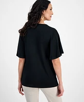 Jm Collection Petite Flutter-Sleeve Square-Neck Top, Exclusively at Macy's