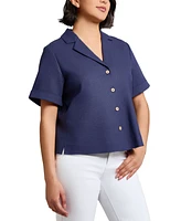 Jones New York Women's Short-Sleeve Notched-Lapel Shirt