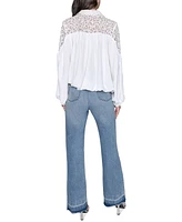 Karl Largerfeld Paris Women's Lace-Trimmed Tie-Neck Top