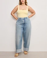 Good American Women's Standard Relaxed-Fit Barrel Jeans