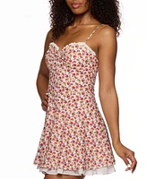 B Darlin Juniors' Floral-Print Ruffled Mini Dress