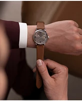 Timex Men's Mechanical Automatic Brown Leather Strap Watch, 40mm
