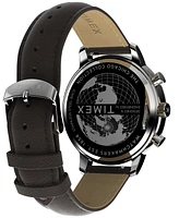 Timex Men's Analog Brown Leather Strap Watch, 45mm