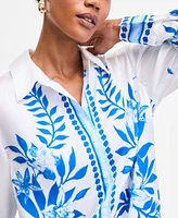 I.n.c. International Concepts Women's Printed Long-Sleeve Shirt, Exclusively at Macy's