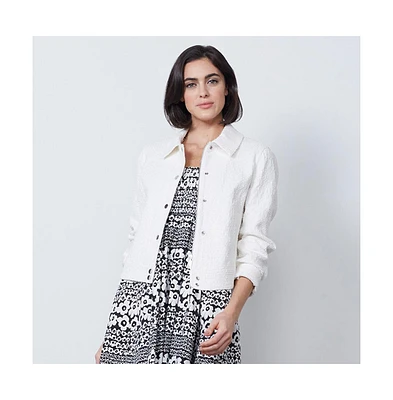 Etcetera Women's White Stretch Cotton Denim Jean Jacket Odyssey