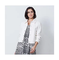 Etcetera Women's White Stretch Cotton Denim Jean Jacket Odyssey