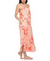Linea Donatella Women's Coral Printed Maxi Nightgown