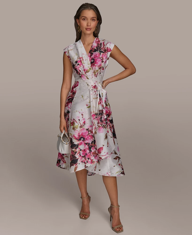 Donna Karan New York Women's Floral-Print Faux-Wrap Dress
