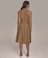 Donna Karan New York Women's Belted Sleeveless Shirtdress