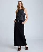 Kenneth Cole Women's Belted Denim Maxi Skirt