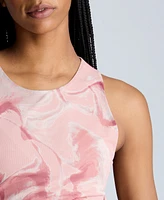 Kenneth Cole Women's Printed Ruched Asymmetrical-Hem Tank Dress