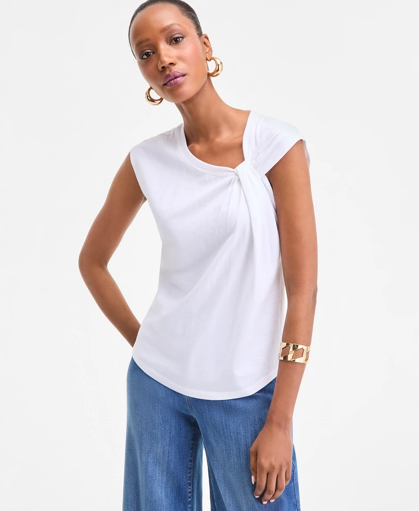 I.n.c. International Concepts Women's Twist-Front Cotton Tank Top, Exclusively at Macy's
