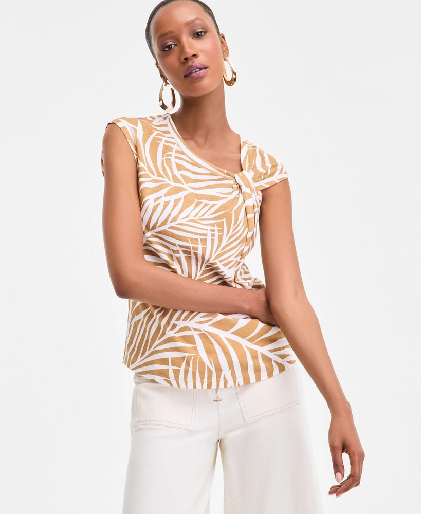 I.n.c. International Concepts Women's Twist-Front Cotton Tank Top, Exclusively at Macy's