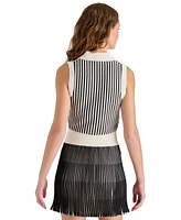 Steve Madden Women's Amery Striped Collared Sleeveless Sweater