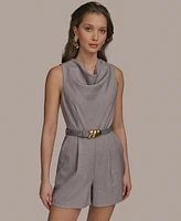 Donna Karan New York Petite Cowlneck Belted Romper