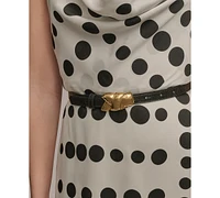 Donna Karan New York Women's Polka-Dot Belted A-Line Dress