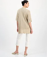 Jm Collection Womens Shine Cardigan Tank Top Lace Up Capri Pants Exclusively At Macys