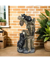 Outsunny 22.4" 3-Tier Outdoor Water Fountain with Led Lights, Pump