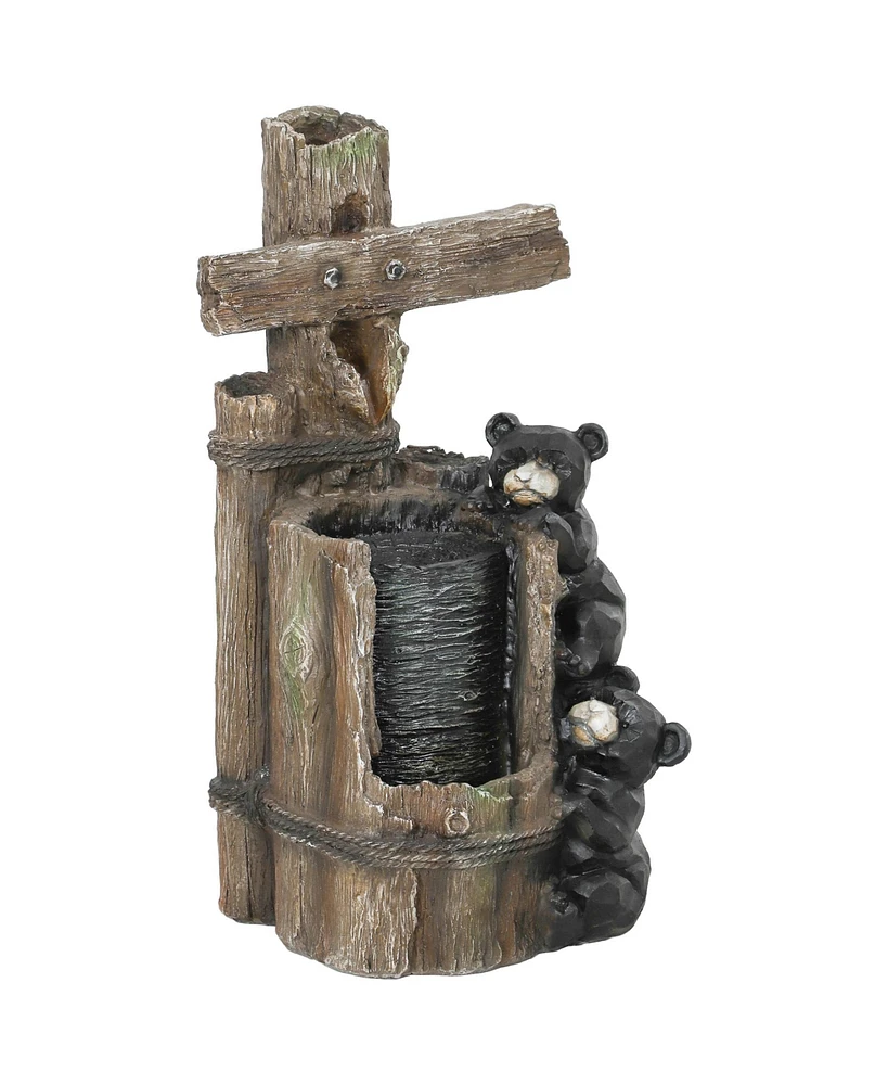 Outsunny 3-Tier 22.8" Outdoor Waterfall Fountain with Led Lights, Pump