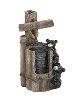 Outsunny 3-Tier 22.8" Outdoor Waterfall Fountain with Led Lights, Pump