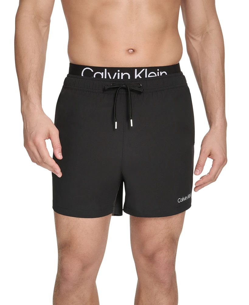 Calvin Klein Men's Logo Elastic Waist Modern Euro 5" Volley Swim Trunks