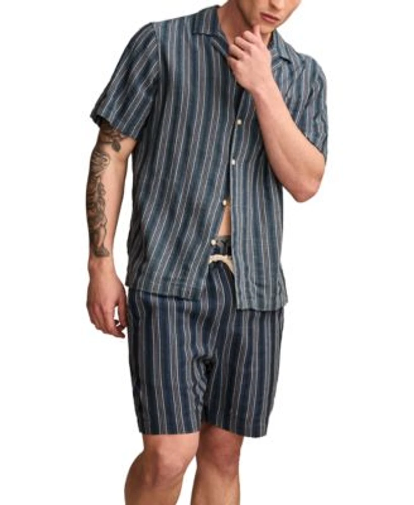 Lucky Brand Mens Regular Fit Stripe Button Down Camp Shirt Regular Fit Stripe 7 Drawstring Shorts