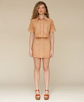 Avec Les Filles Women's Boxy Eyelet Shirt