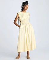 Kenneth Cole Women's Butter Yellow Ruched Tie-Shoulder Midi Dress