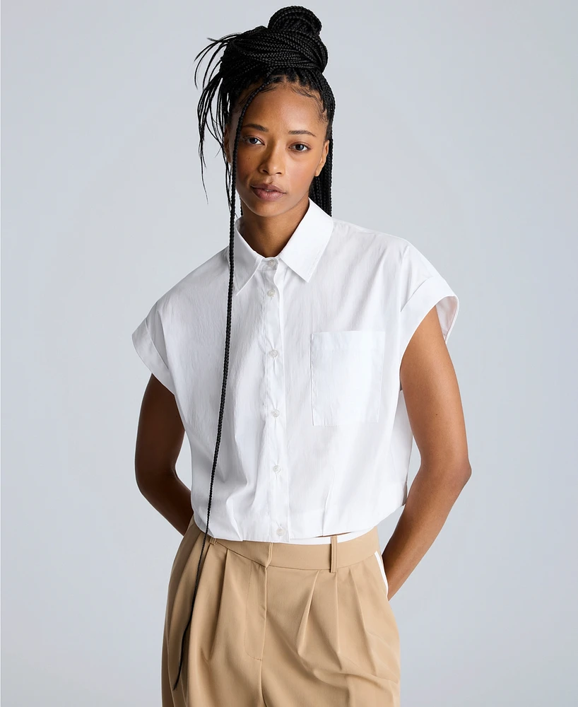 Kenneth Cole Women's Short Dolman-Sleeve Cropped Shirt