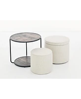 Multi-Functional Ottoman with Drum Stool and Storage (Beige)
