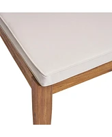 Outdoor Armless Dining Chair with Cushions(Set of 2),Natural and Beige