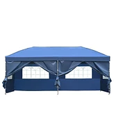 10x20 Navy Pop-Up Canopy Tent w/ Sidewalls & Wheeled Bag