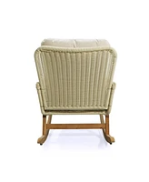 Ivory wicker rocking chairs [2], Indoor/outdoor, Cushioned, wood frame